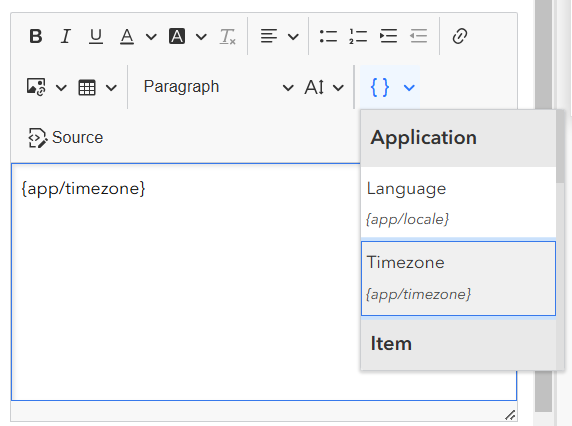 Timezone variable